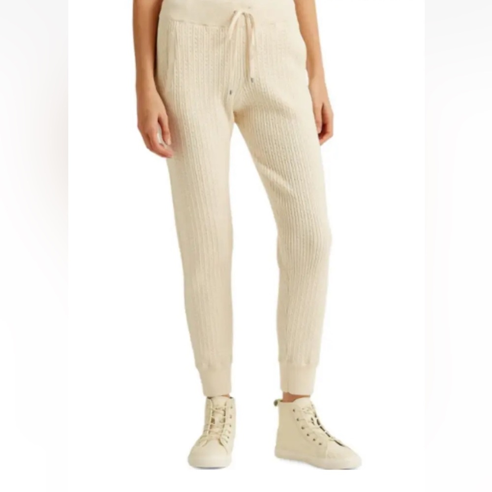 NWT polo ralph lauren Cotton/wool Blend Women’s Knit Jogger Pant Cream Size S